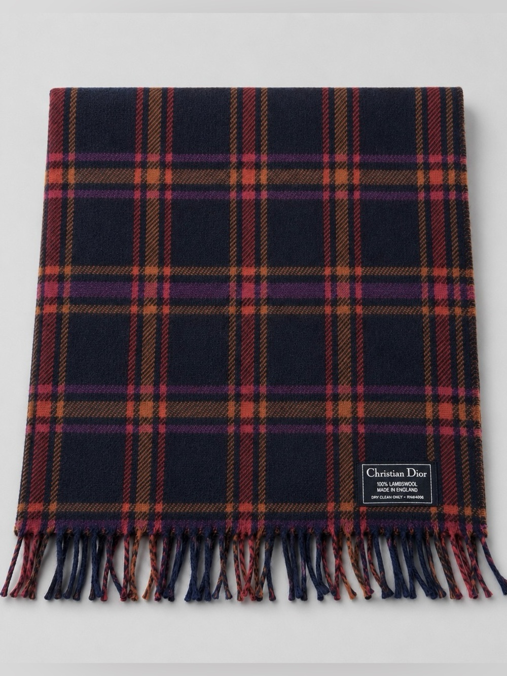 Dior lambswool plaid scarf - Picture 8 of 9